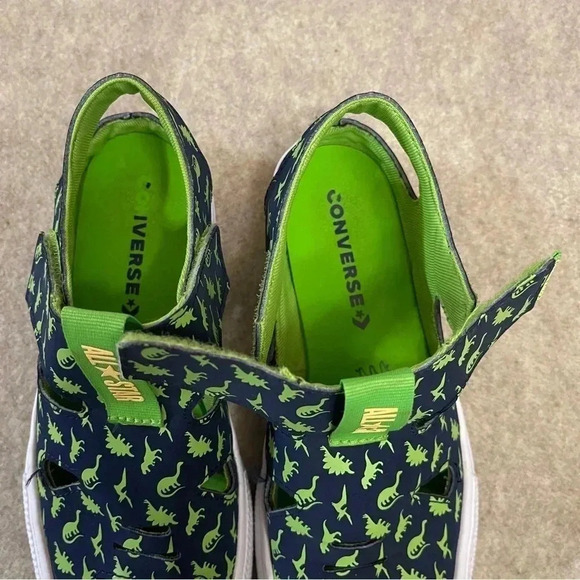 Converse All Star Superplay Dinoverse Green Hook and Loop Sandals Boys size 3 - Picture 12 of 13